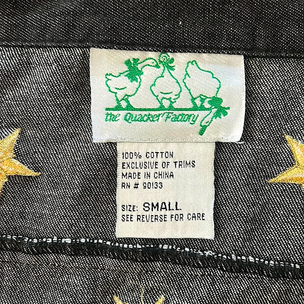 The Quaker Factory Black Stars and Rhinestones Button Down Shirt Top **Size S** - Picture 4 of 4